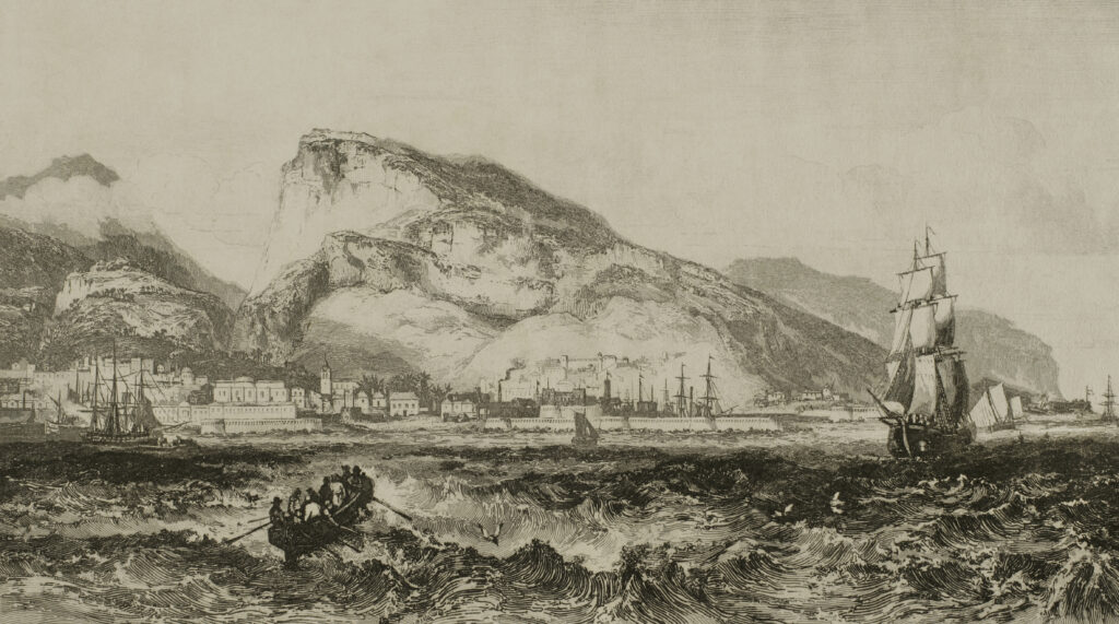 De haven van Port Louis op Mauritius, begin negentiende eeuw.