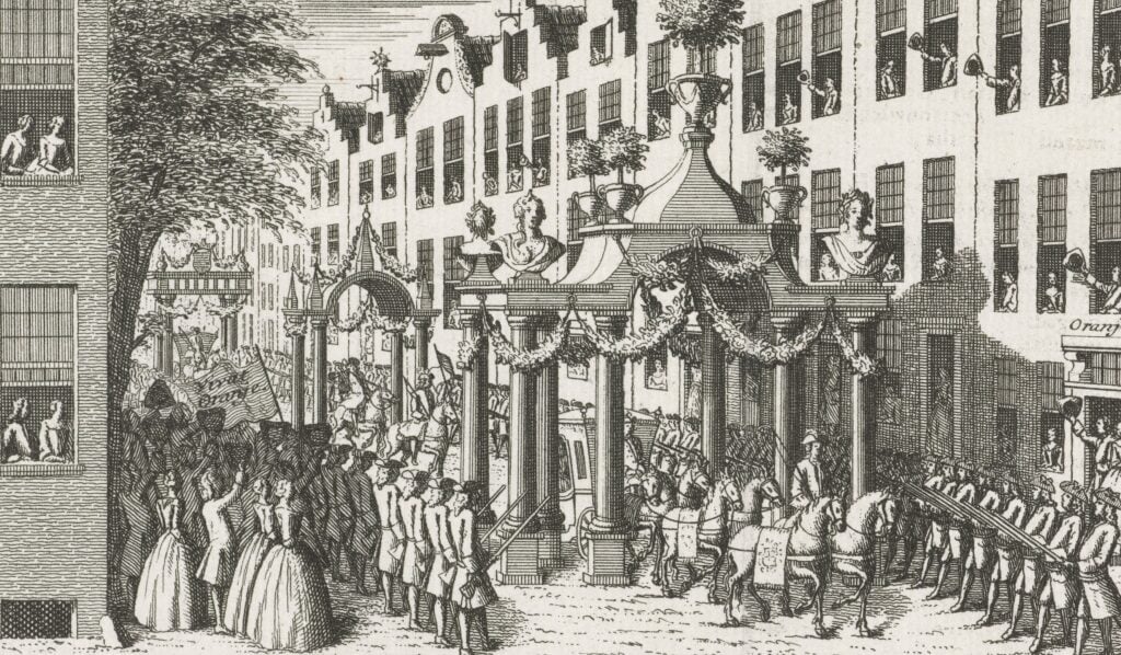 De intocht van Willem IV in Den Haag na zijn verheffing tot stadhouder, 1747.