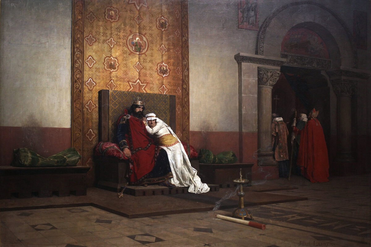 Excommunicatie van Robert II de Vrome in 998. Schilderij door Jean Paul Laurens, 1875.