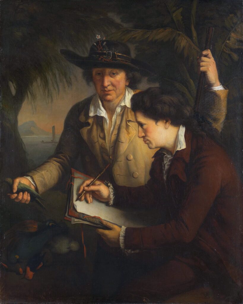 George Forster met zijn vader Reinhold. Schilderij door John Francis Rigaud, circa 1780.
