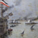 Duitse en Amerikaanse oorlogsschepen bij Samoa, 1899.