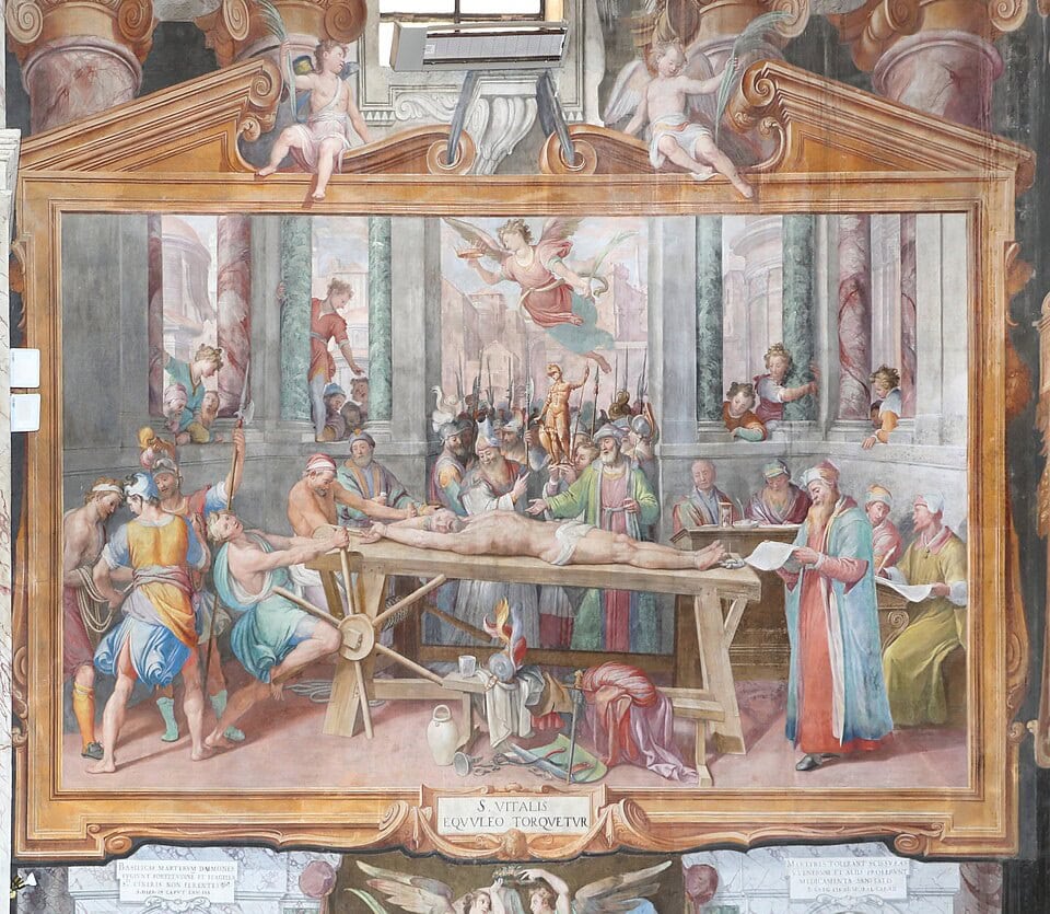 Openingsbeeld: De marteldood van de heilige Vitalis, afgebeeld door Agostino Ciampelli, ca. 1595–1599. Foto: Sailko, Wikimedia Commons.