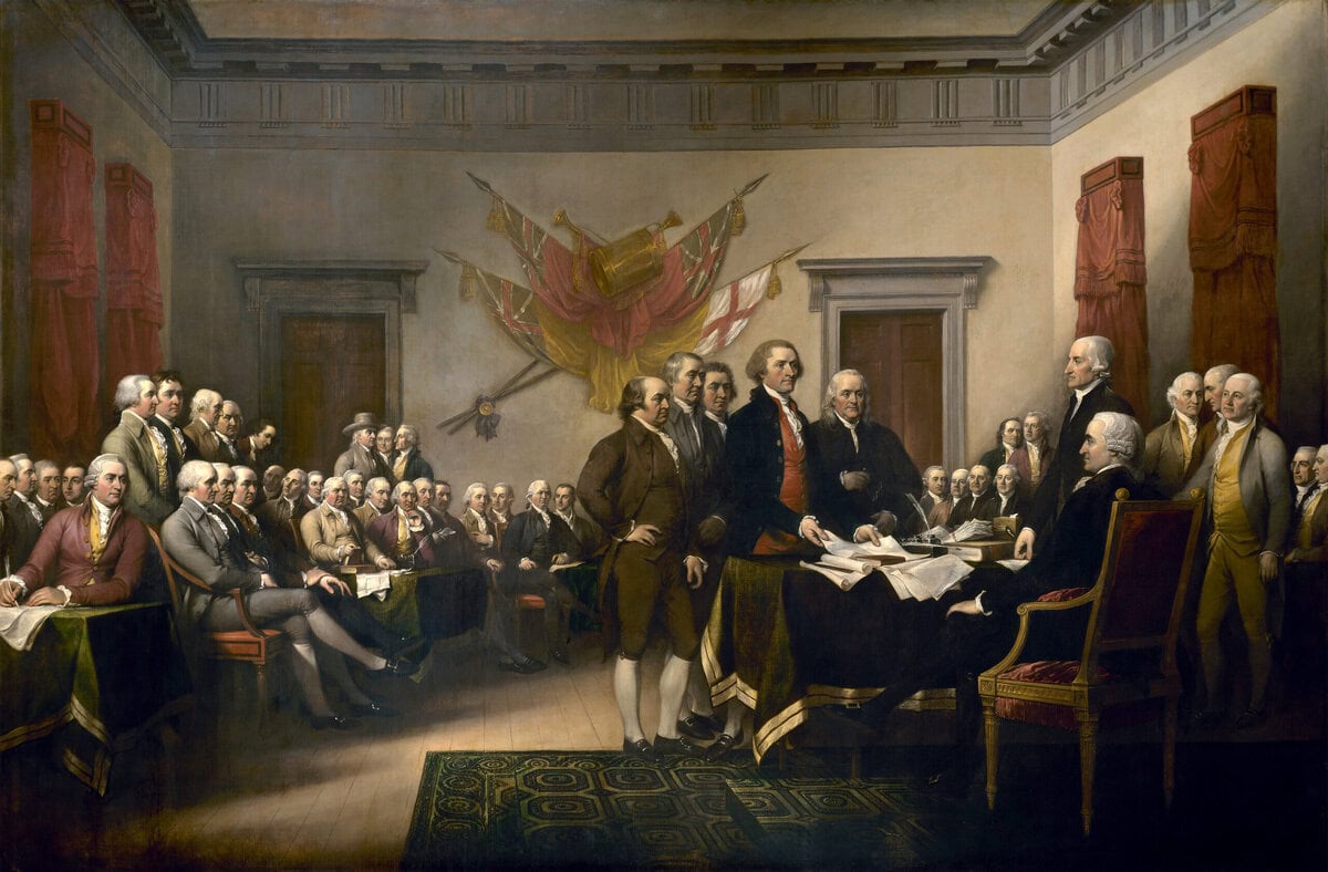 Founding Fathers tekenen de Declaration of Independence