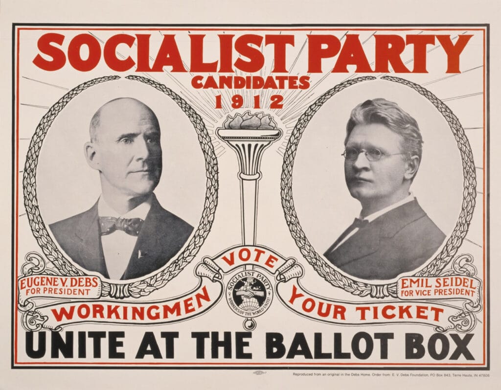 Een verkiezingsposter van Debs socialistische partij, 1912