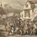 Verkiezingsdag in een rotten borough: de kandidaten verlaten het stemlokaal. Gravure door Thomas Rowlandson bij het gedicht The Dance of Life van William Combe, 1817.